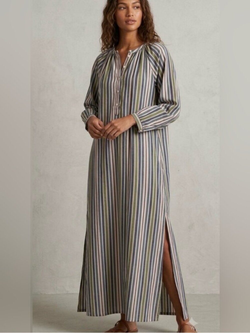 Tuckernuck Pomander Place Heidi Stripe Maxi Shirt Dress Zephyr Multi Color L